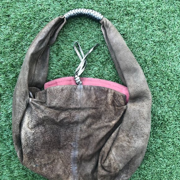 Melanie Dizon Leather Suede Hobo Shoulder Bag - Picture 1 of 4